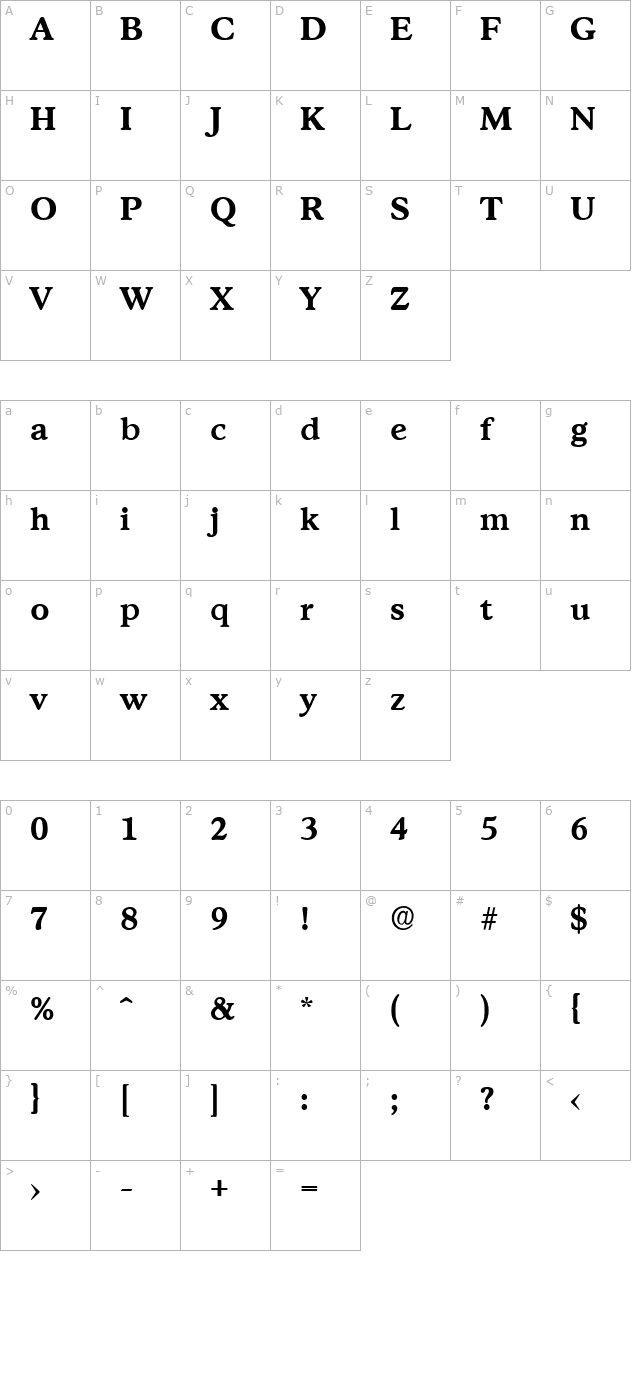 leonbecker-bold character map