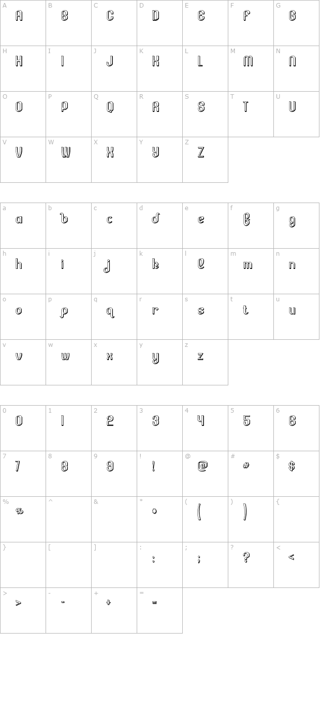 Lesser Concern Shadow character map