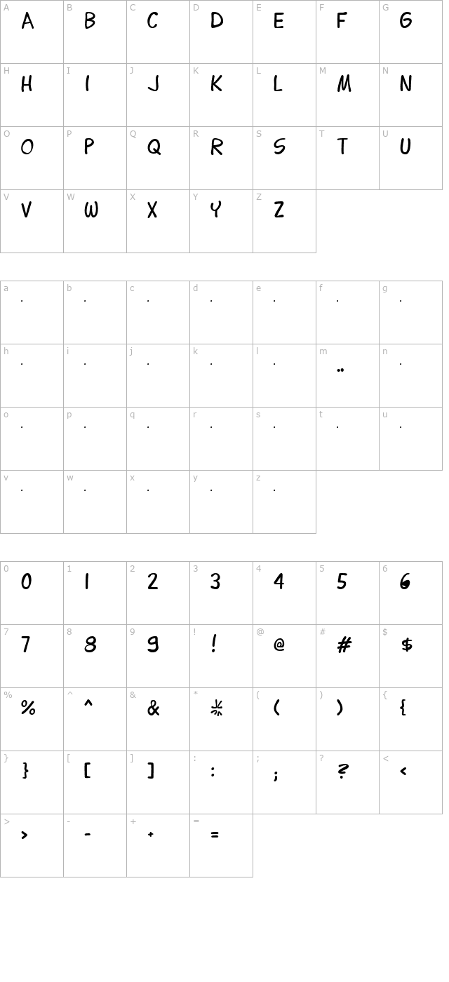 lettering1 character map