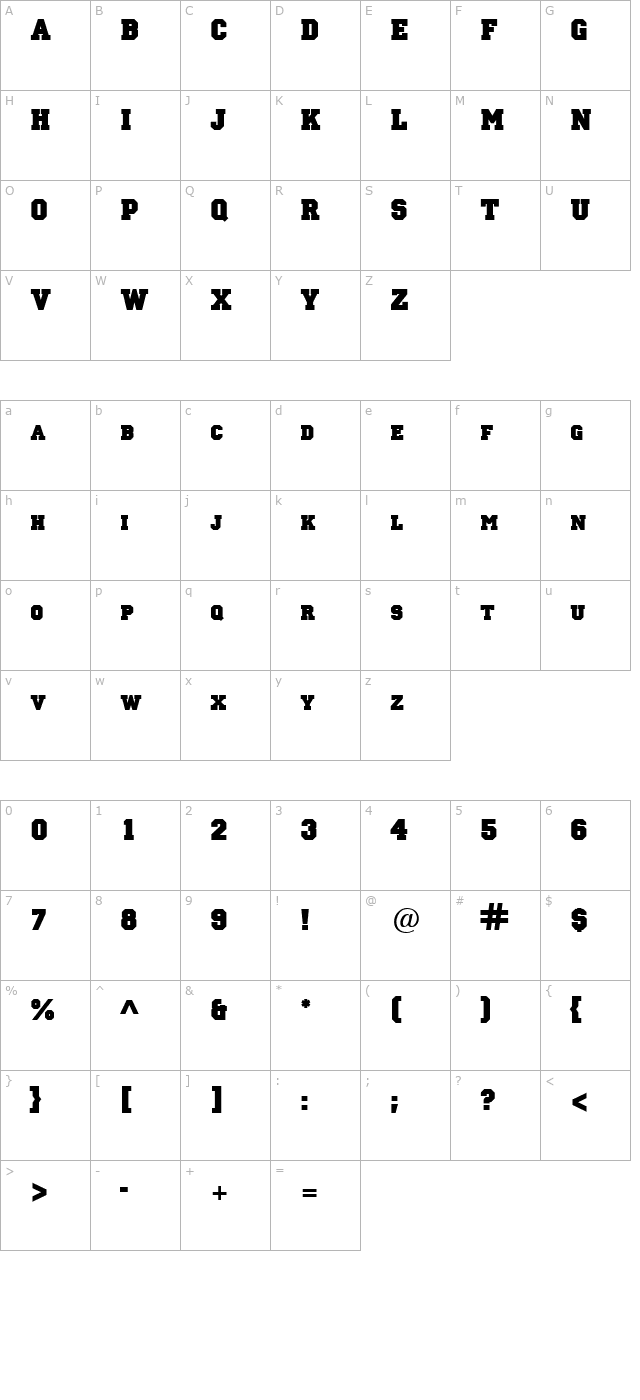 LettermanSolid Regular character map