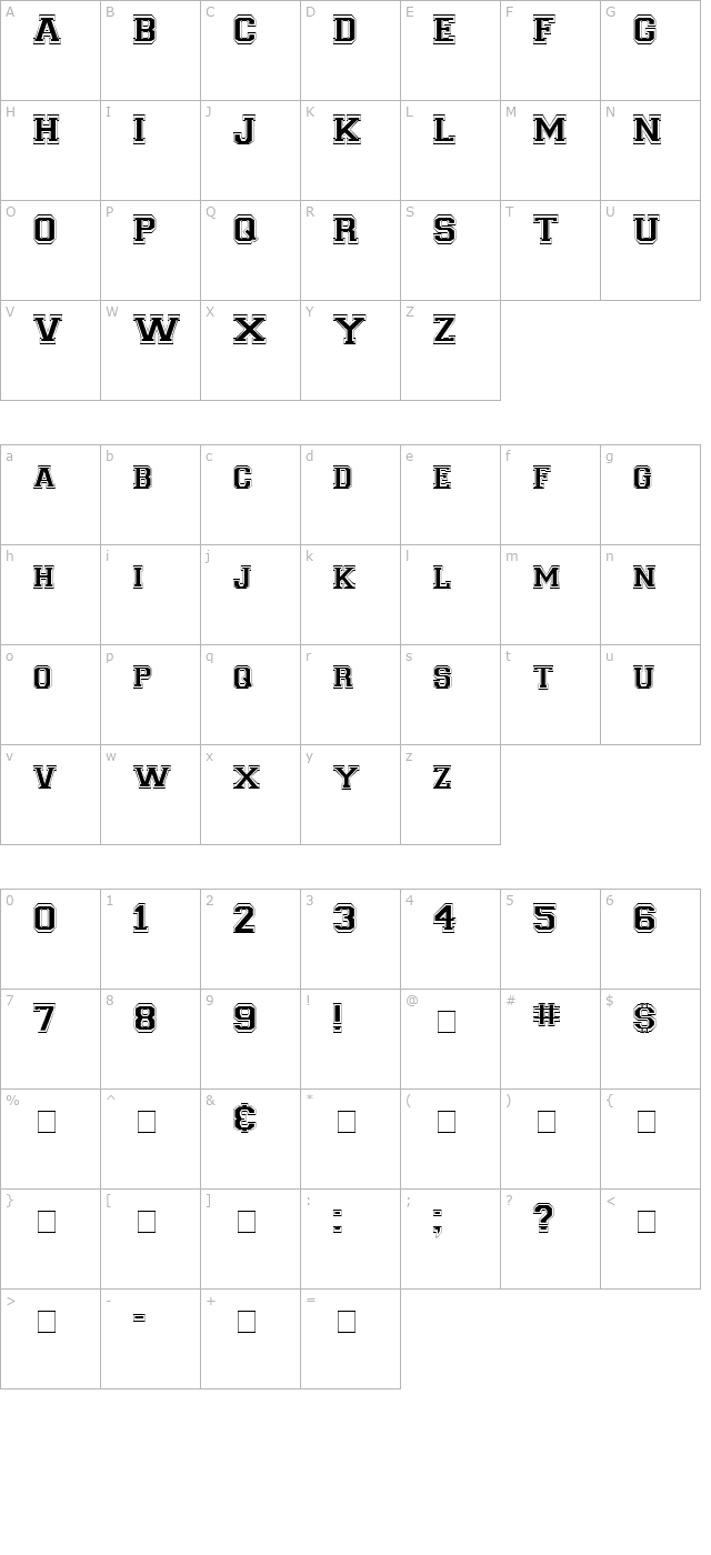 LetterSweater Outline SSi Normal character map