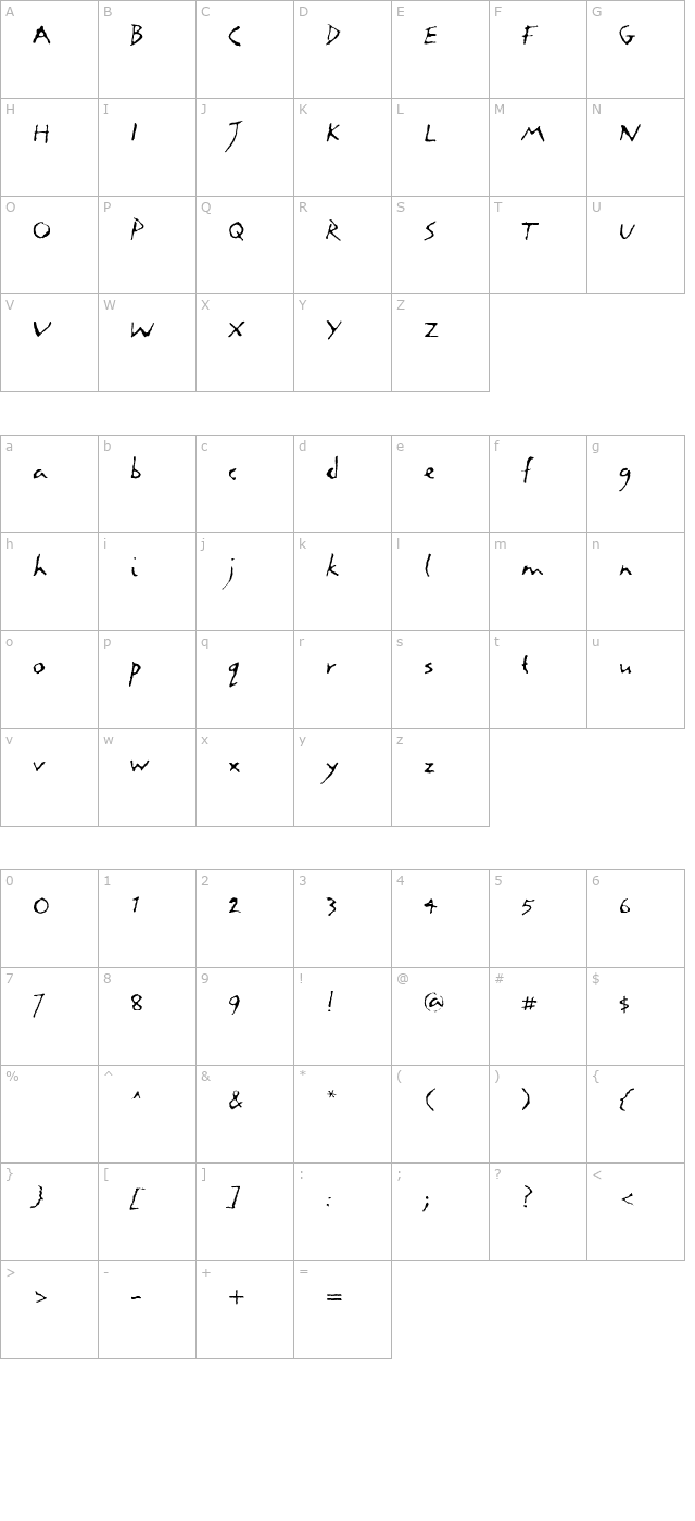 lettreseclatees-extralight character map