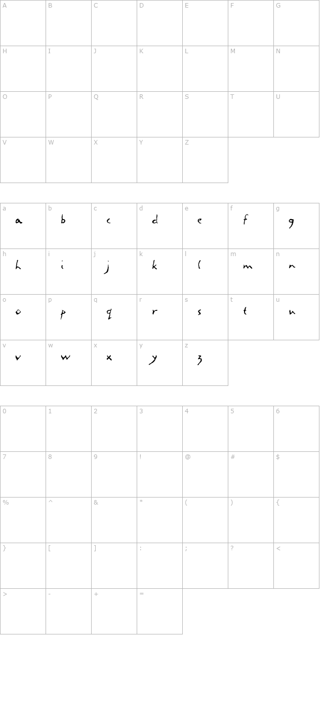 LettresEclatees-ExtraLightAlt character map