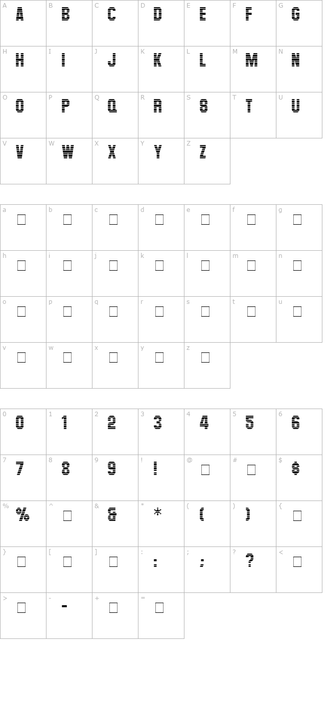 Levelor Display Caps SSi character map