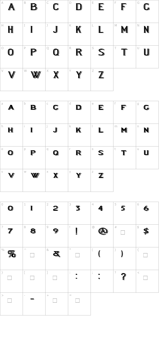 LewishamShadowedWide character map