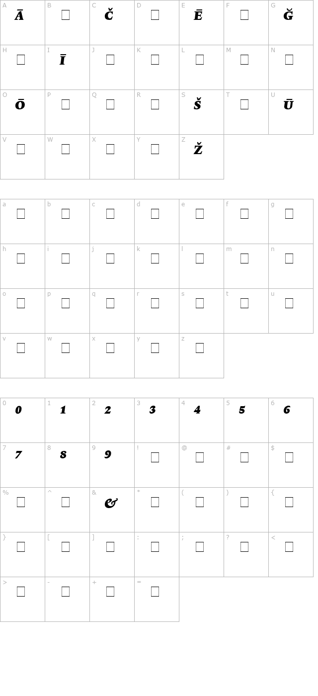 lexicon-no1-italic-f-pi character map