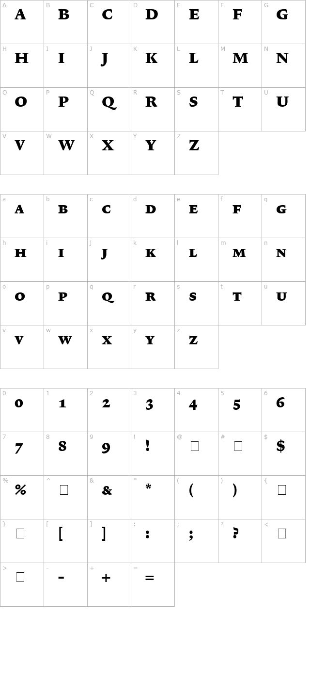 Lexicon No1 Roman F Exp character map