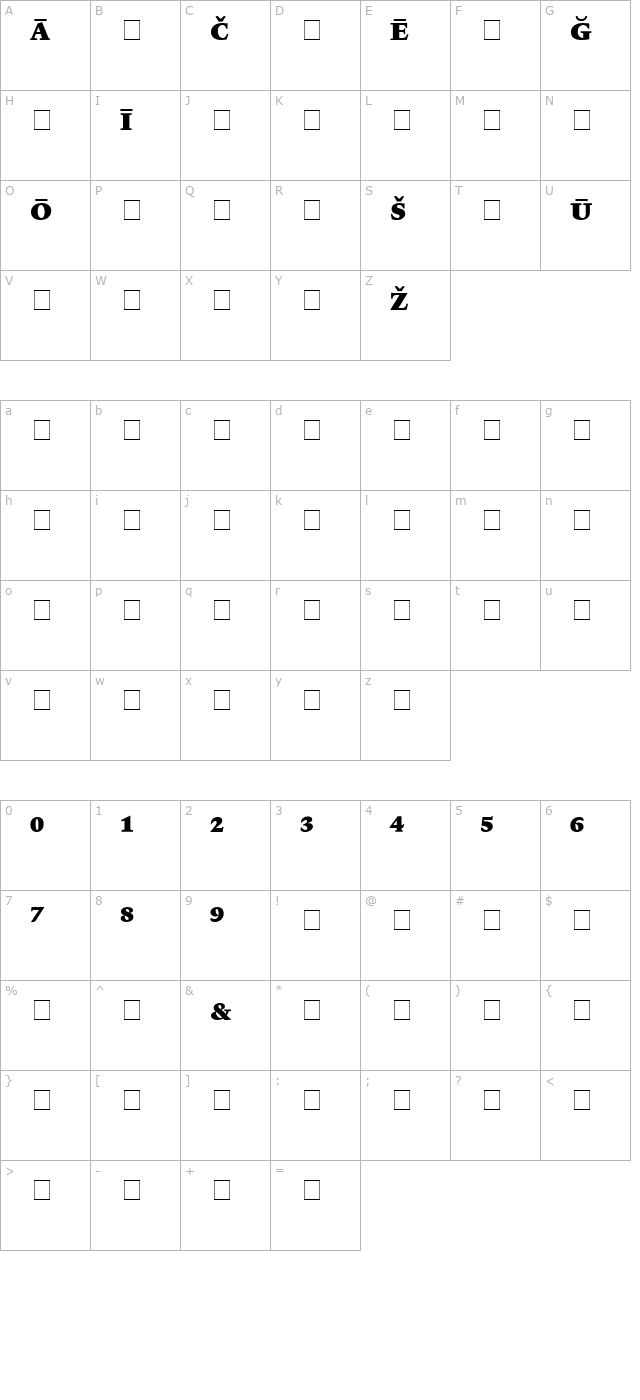 lexicon-no1-roman-f-pi character map