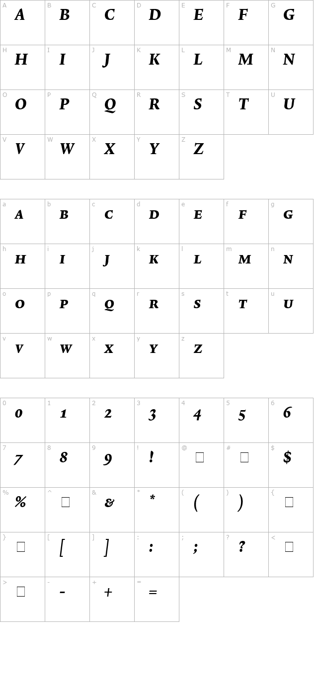 lexicon-no2-italic-e-exp character map