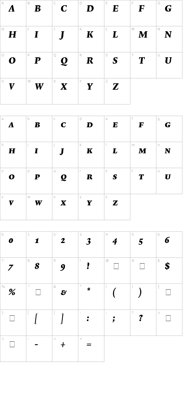 lexicon-no2-italic-f-exp character map