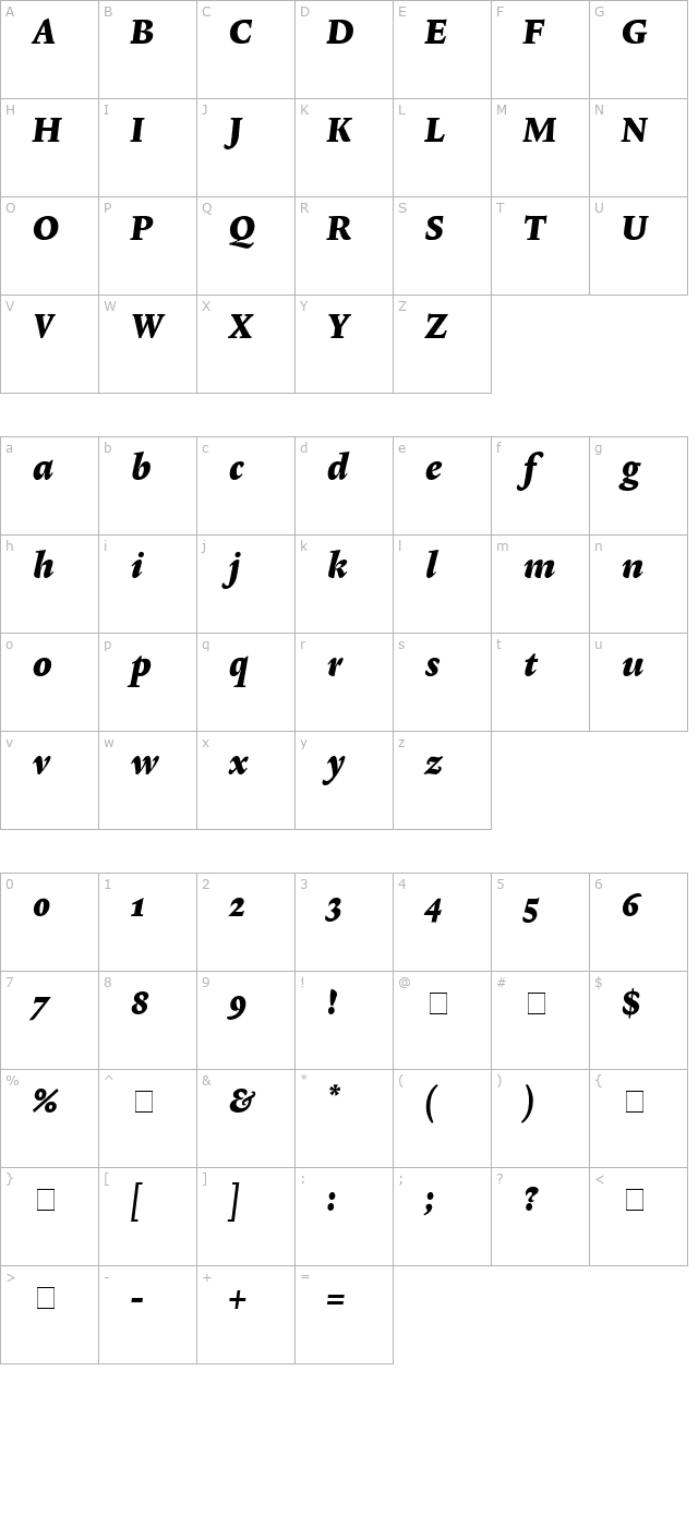 lexicon-no2-italic-f-txt character map