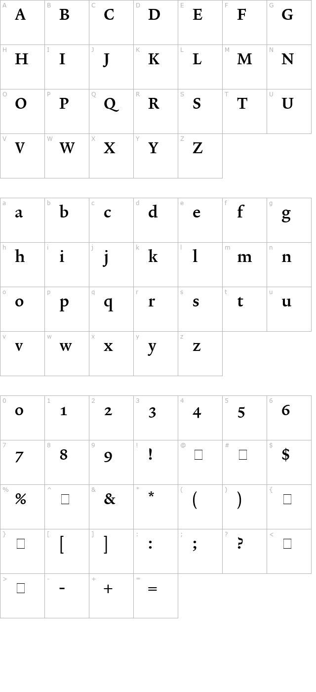 lexicon-no2-roman-c-med character map