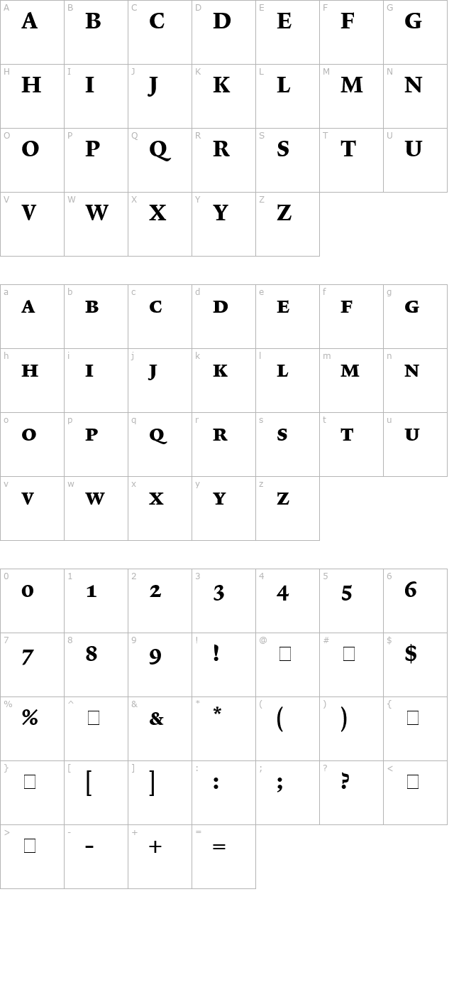 Lexicon No2 Roman E Exp character map