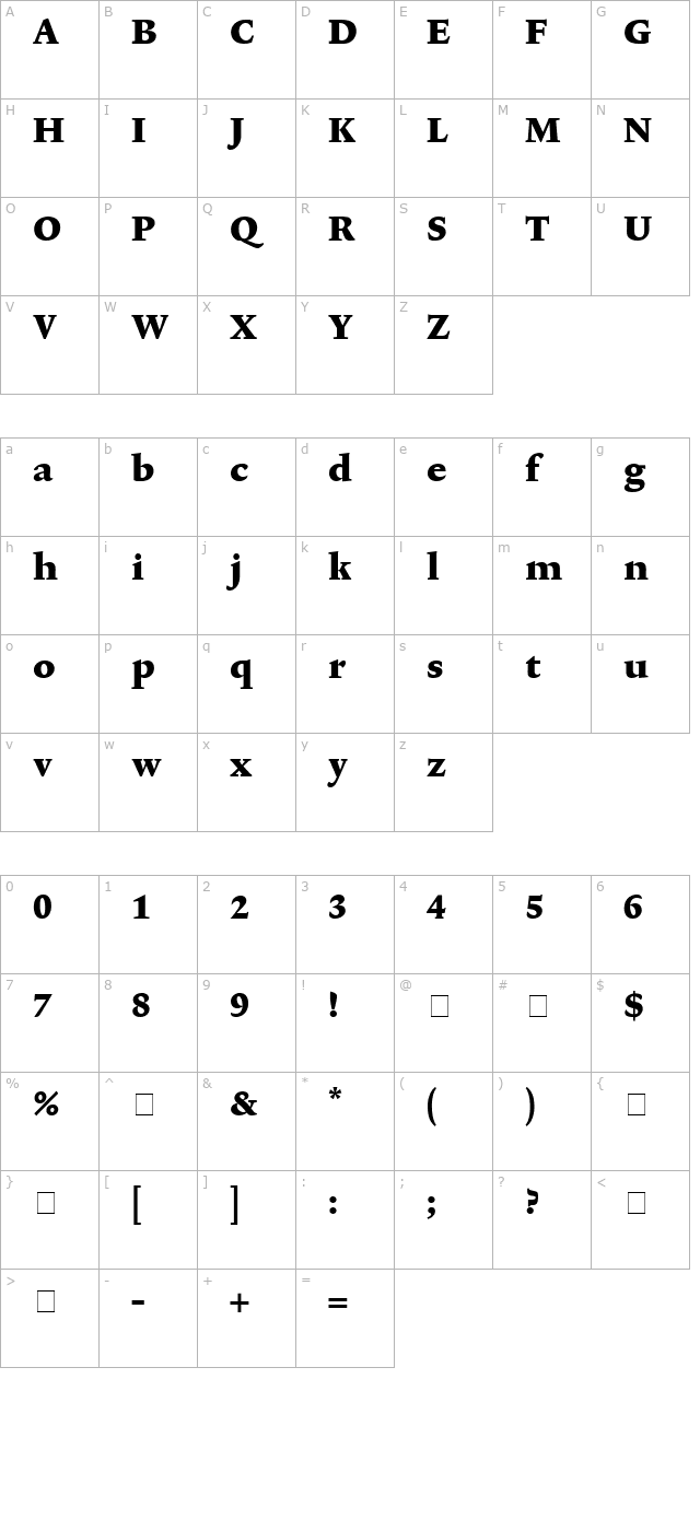 Lexicon No2 Roman F Tab character map