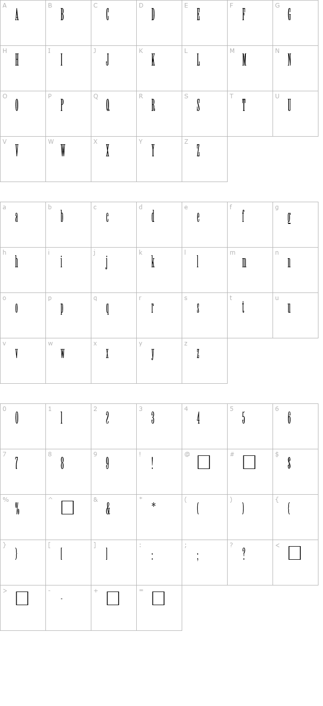 Lexicon character map