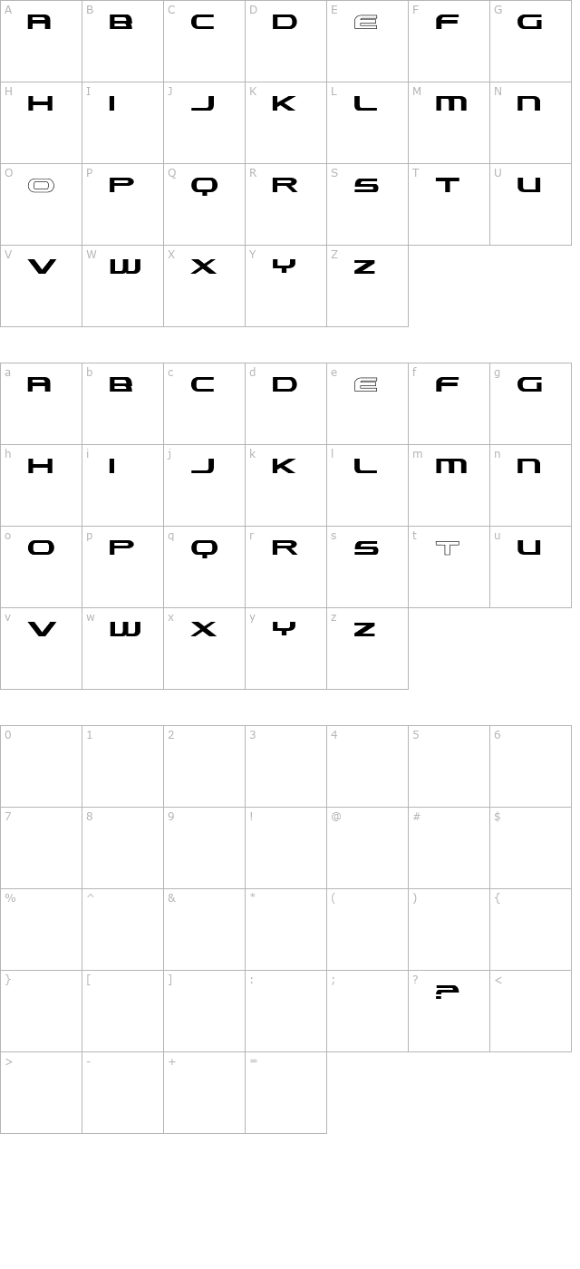 lexust-demo character map