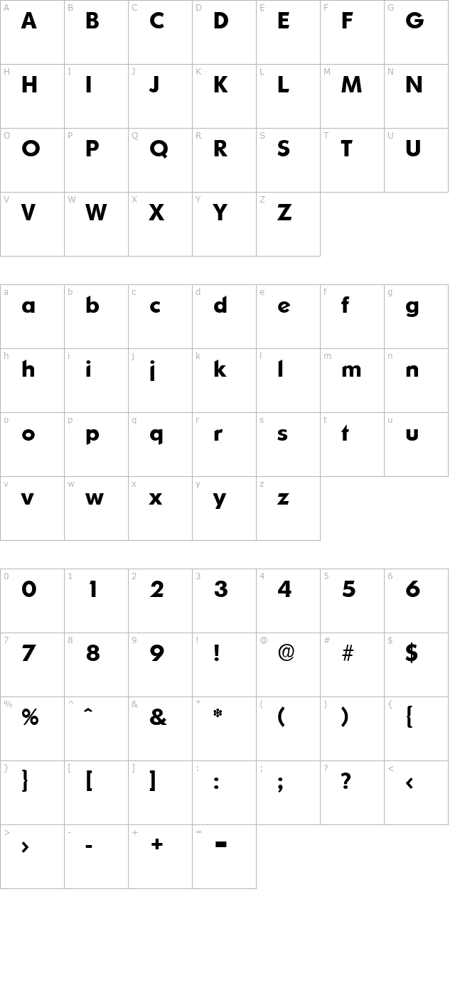 LiamBecker Bold character map