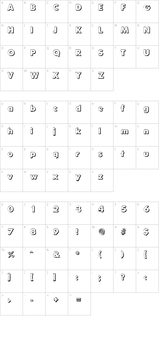 liambeckershadow-extrabold-regular character map