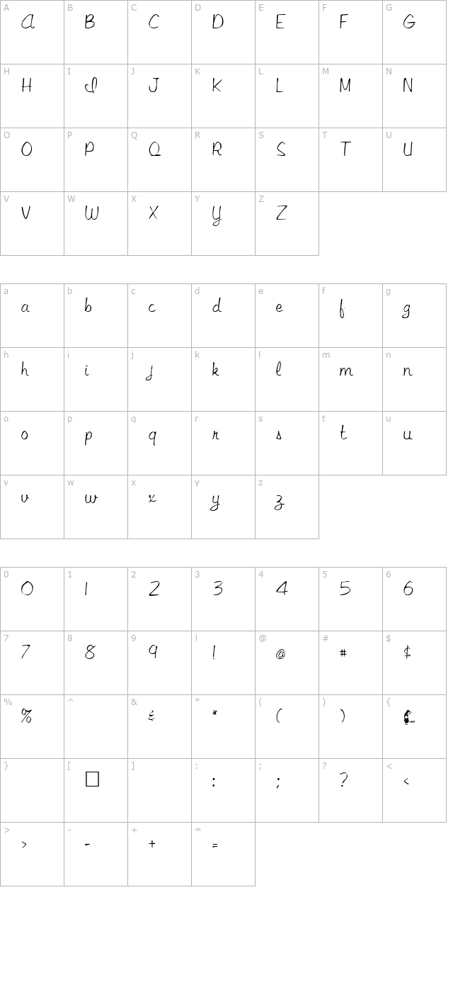 libby-regular character map