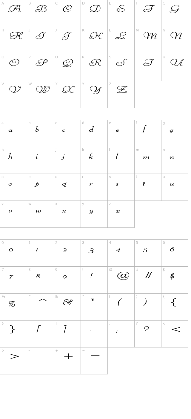 liberate-extended-bold character map