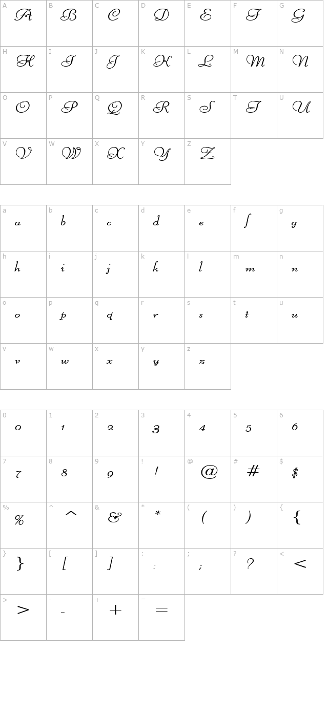 Liberate Wide Bold character map