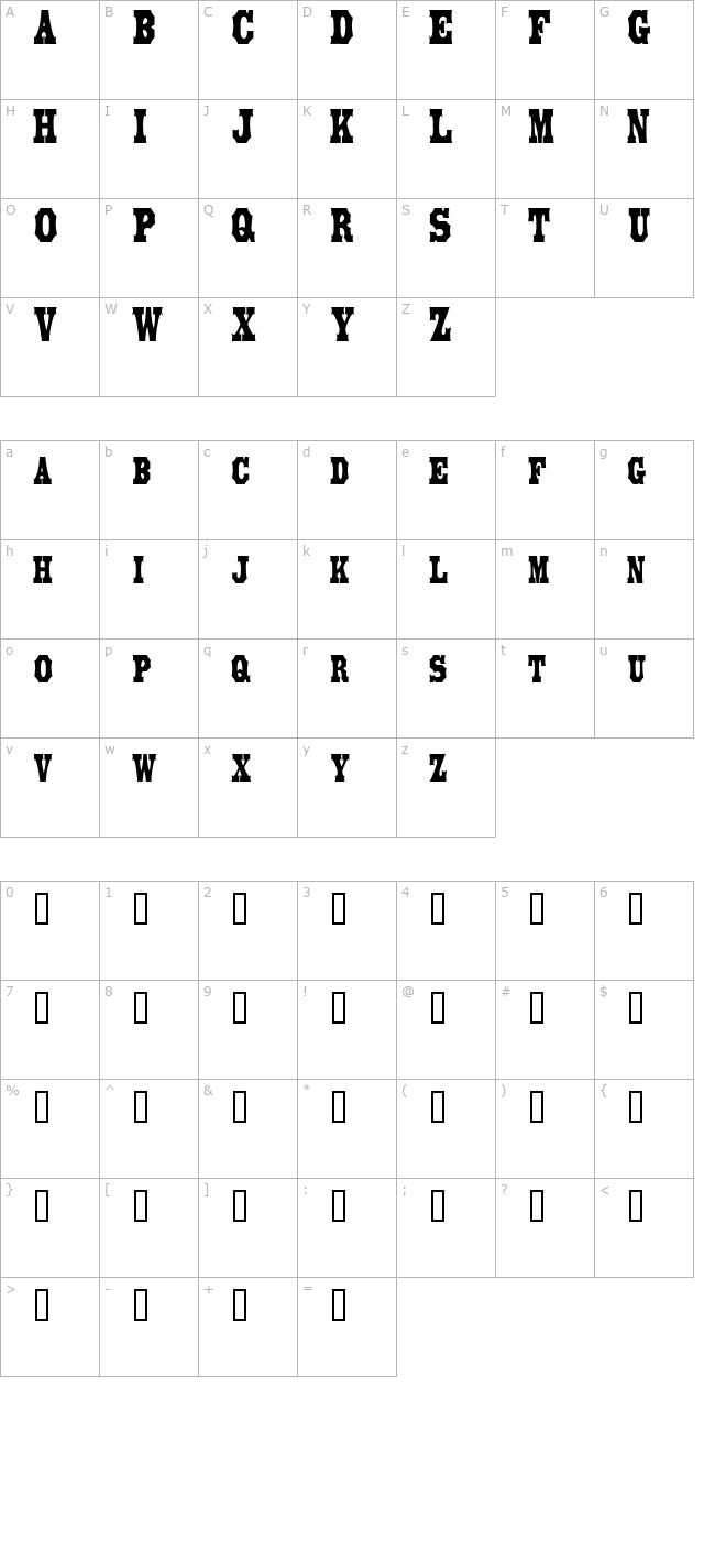 LibertySpikeCondensed character map