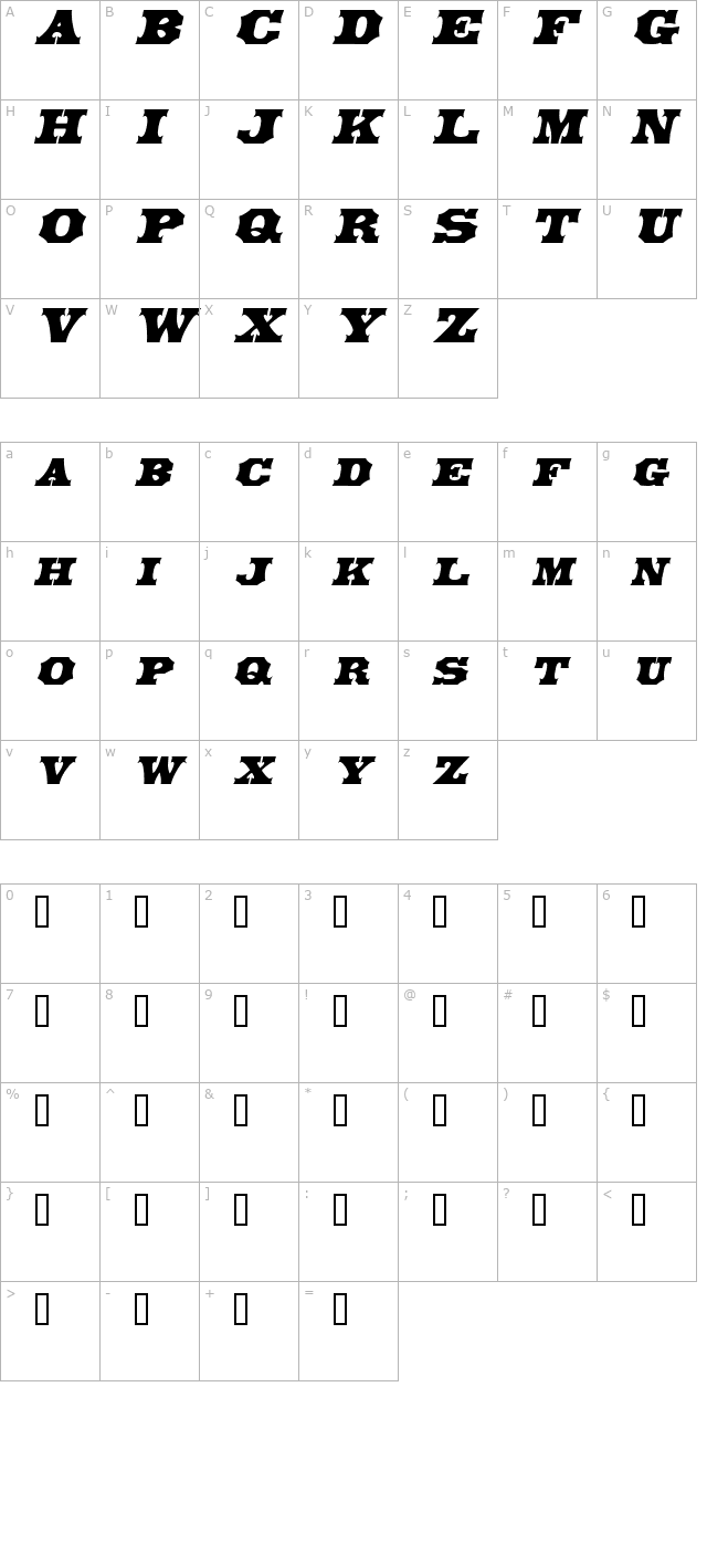 libertyspikeextended-oblique character map