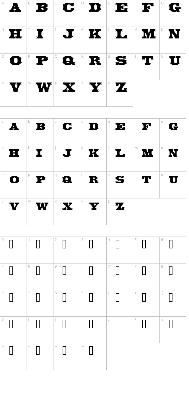 LibertySpikeExtended character map