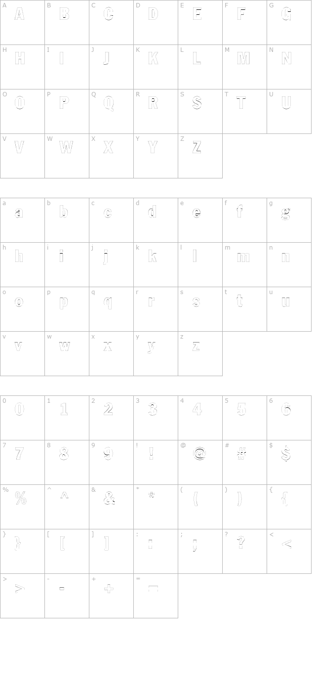 LibraryGothicHeavyOutline character map