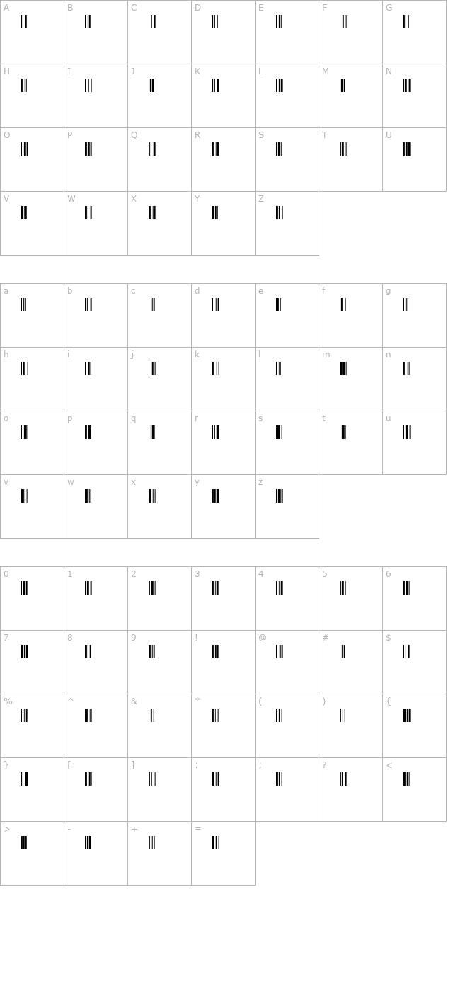 Libre Barcode 128 character map