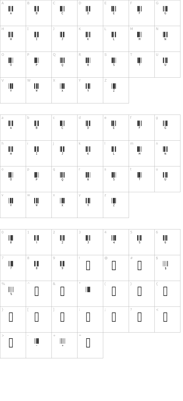 libre-barcode-39-text character map