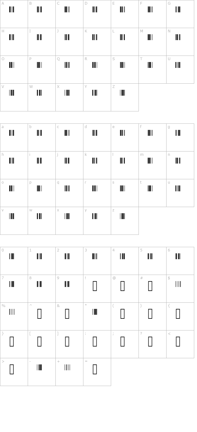 Libre Barcode 39 character map