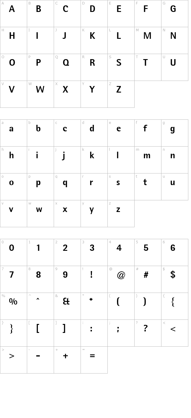 Libre SemiSans Black SSi Extra Bold character map