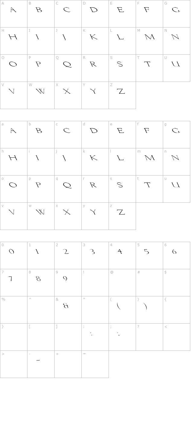 Lichtner Ex Left character map