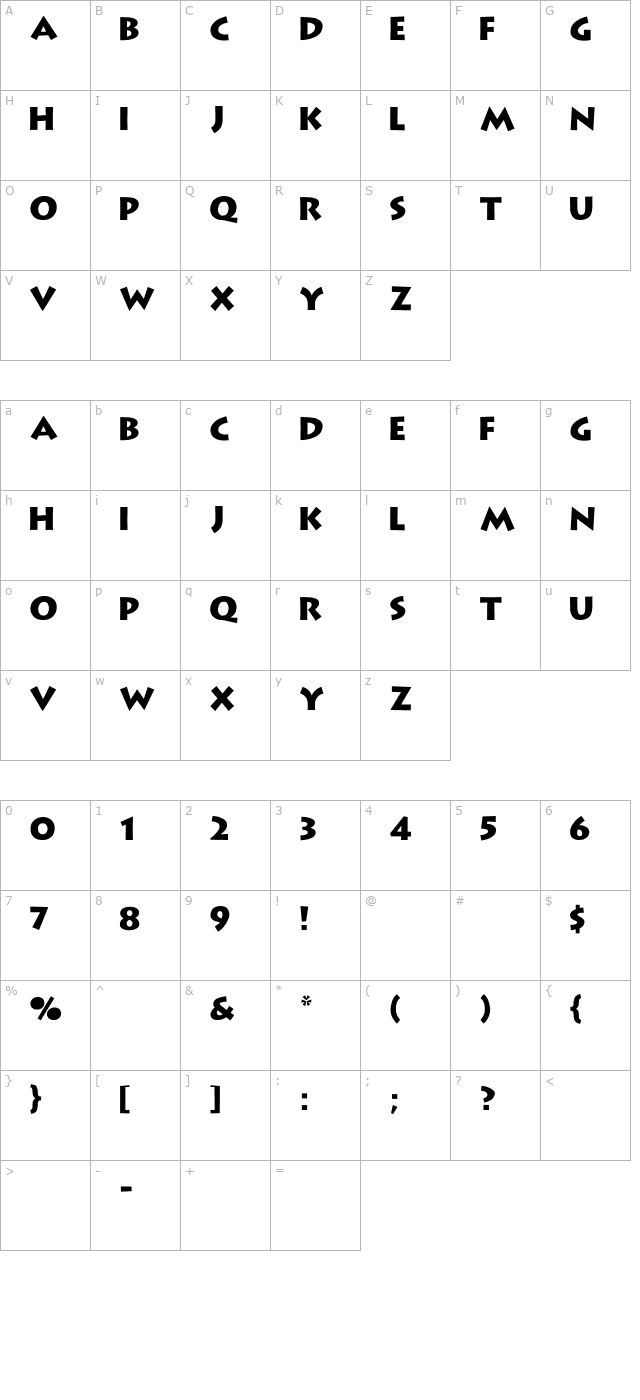 Liffo character map