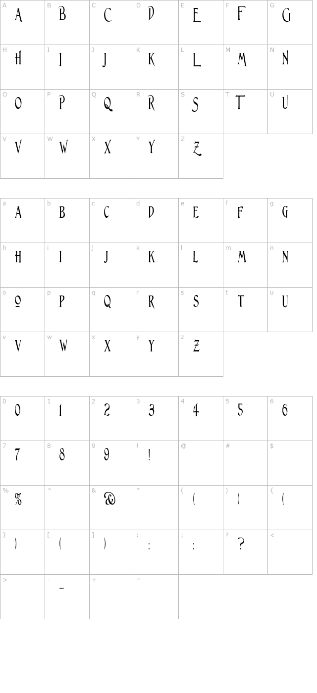 lightfoot-narrow-extra-condensed-regular character map