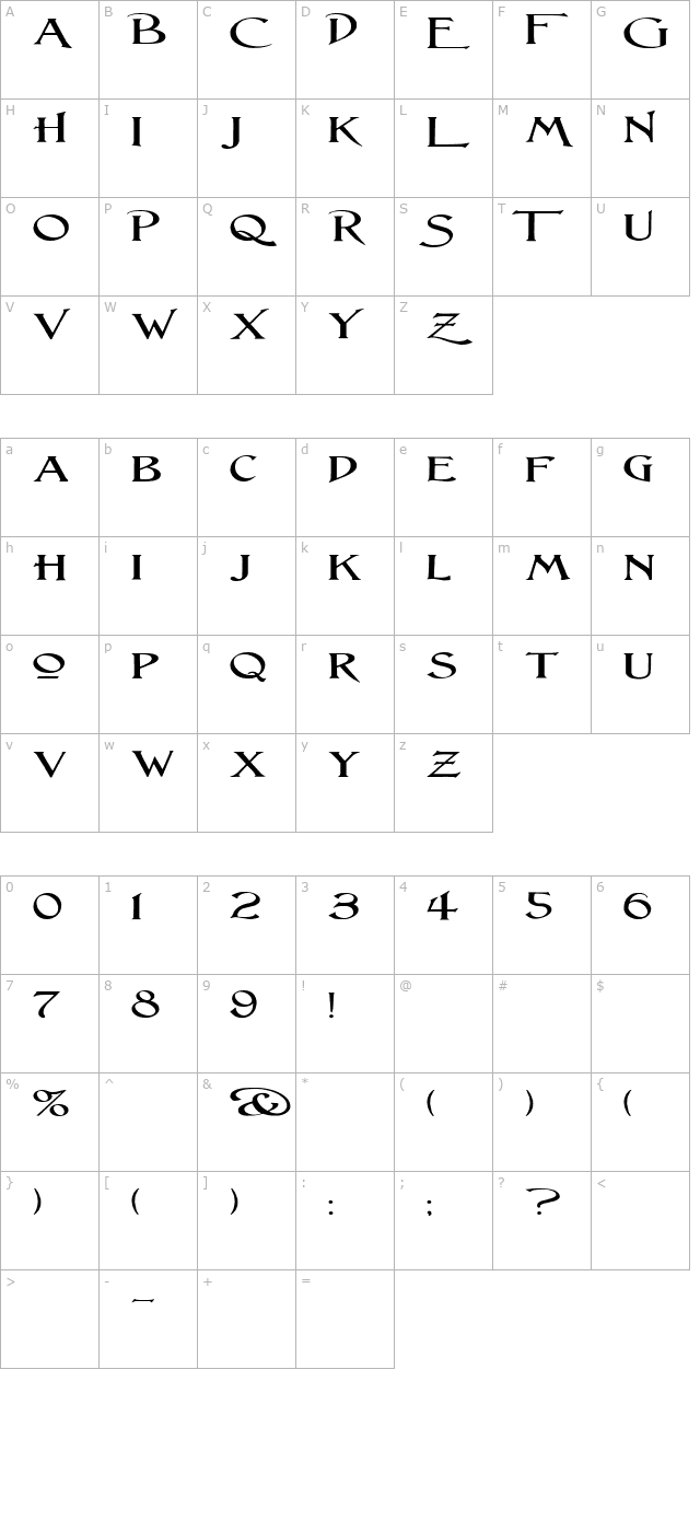 lightfoot-wide-expanded-regular character map