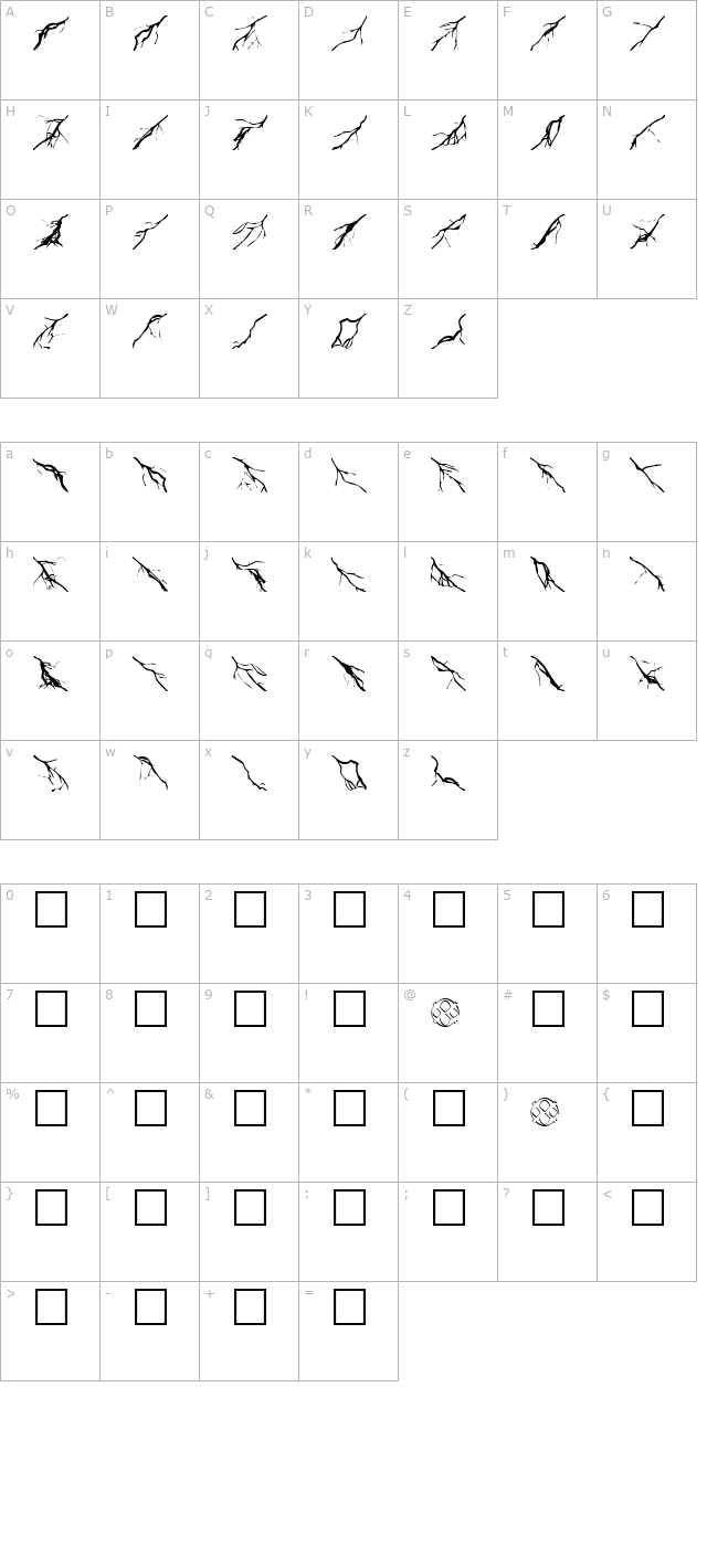 Lightning Bolts character map