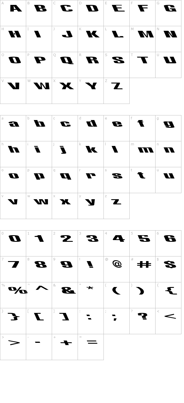 Lights Out Leftie character map