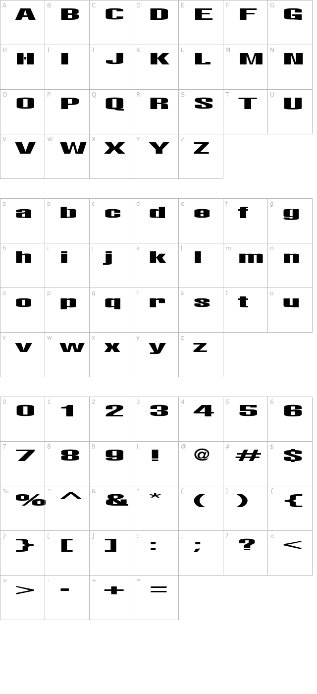 lights-regular character map