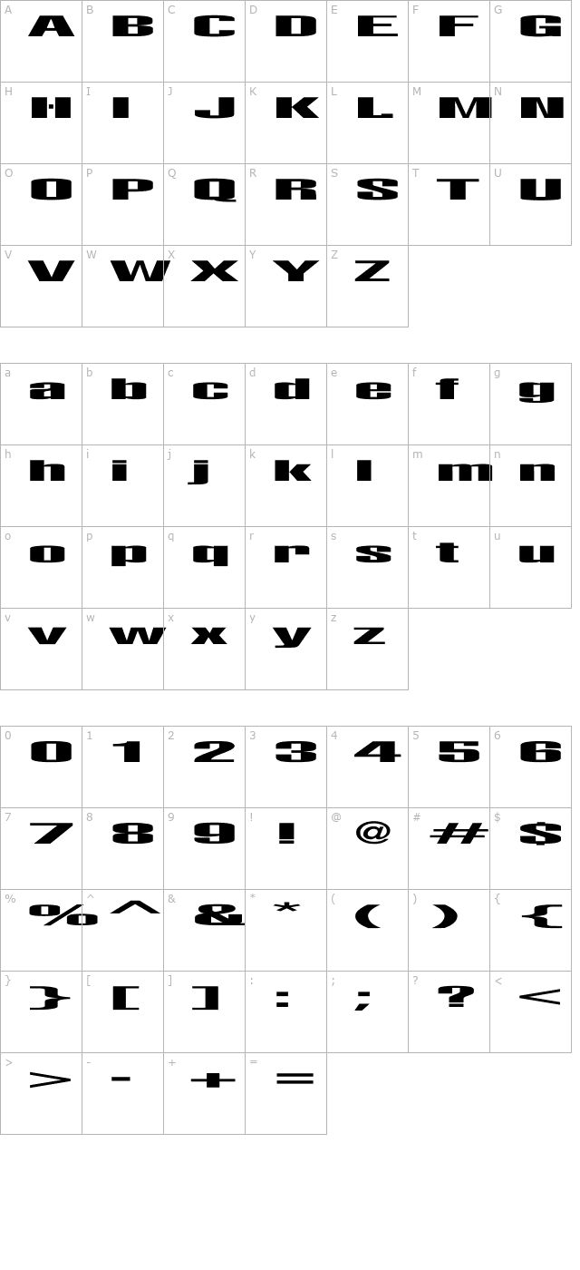 LightsOut Wd character map