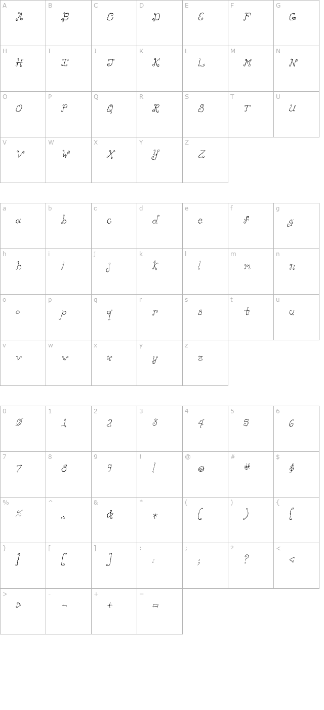 like-cockatoos-italic character map