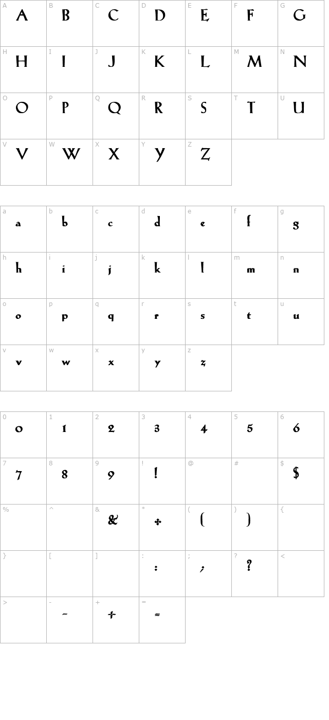 LilHvy Bold character map