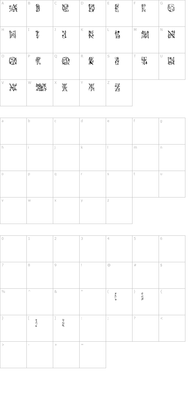 Lilith-Initials character map