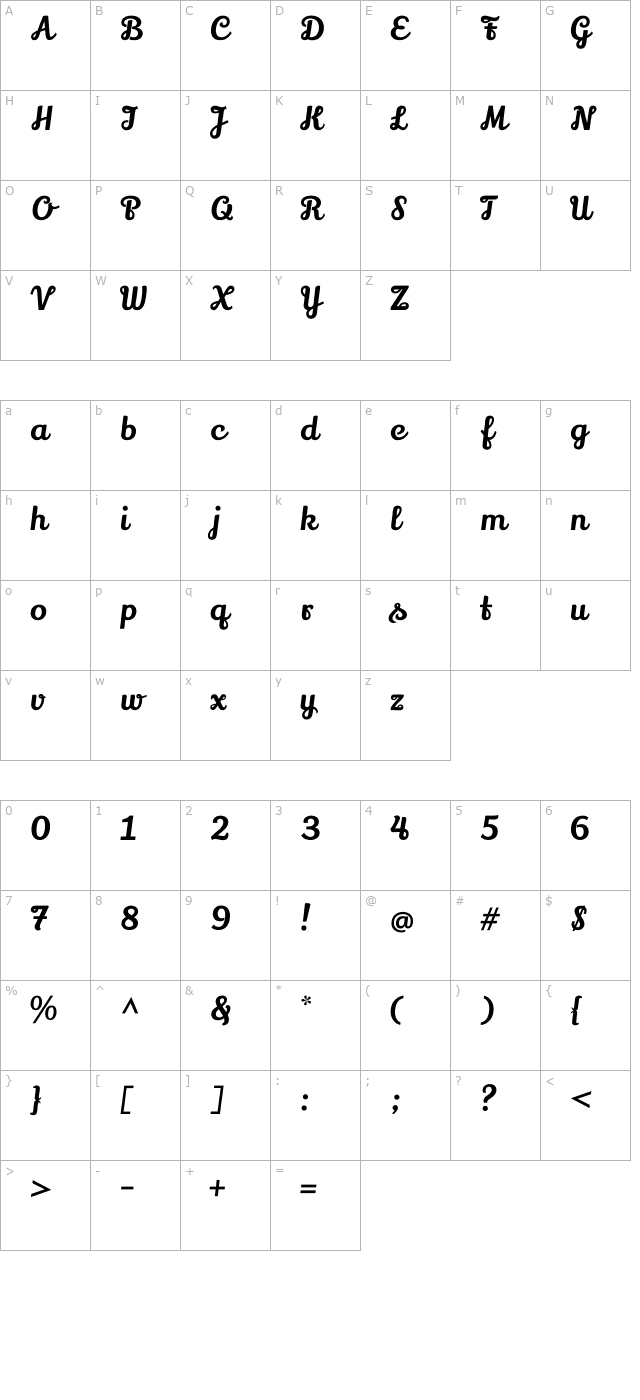 lily-script-one character map