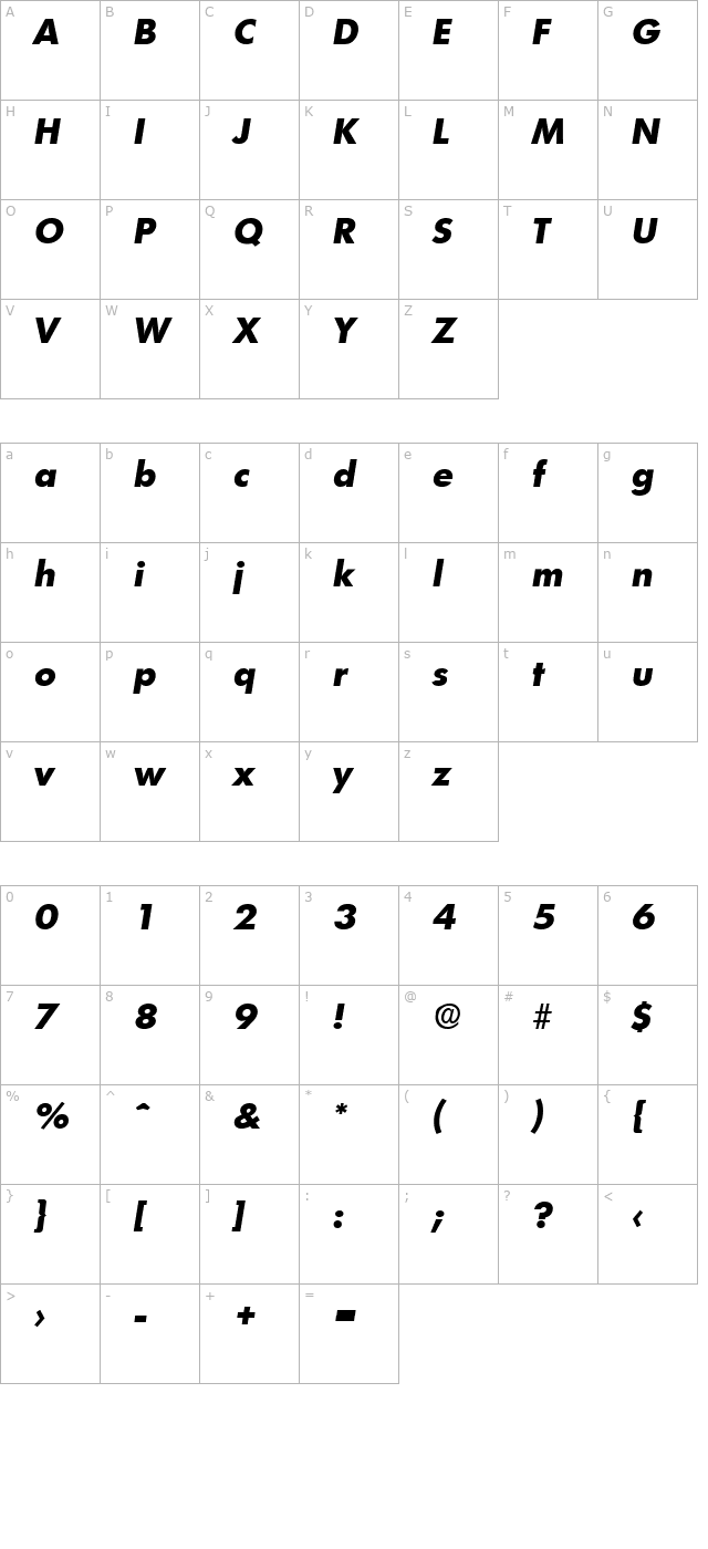 limerick-extraboldita character map