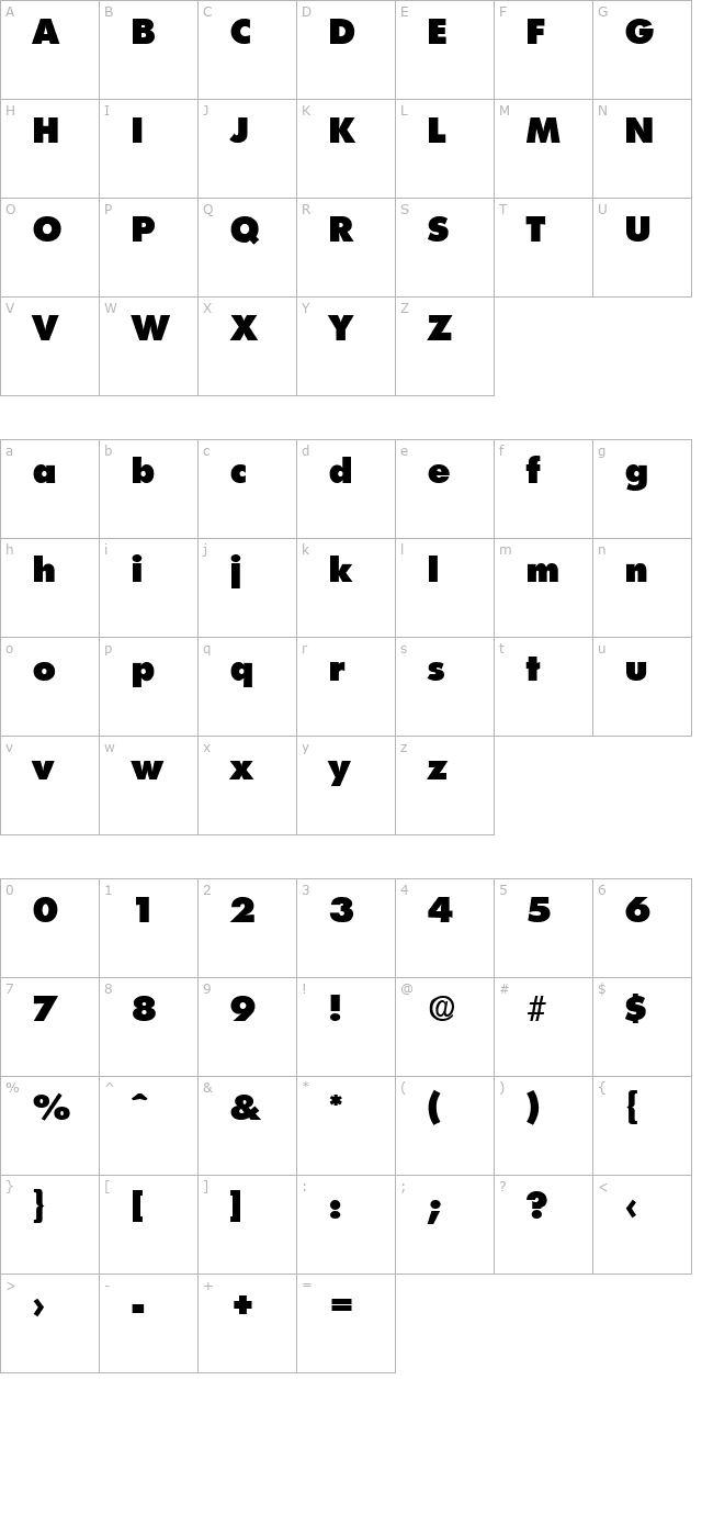 Limerick-Heavy character map