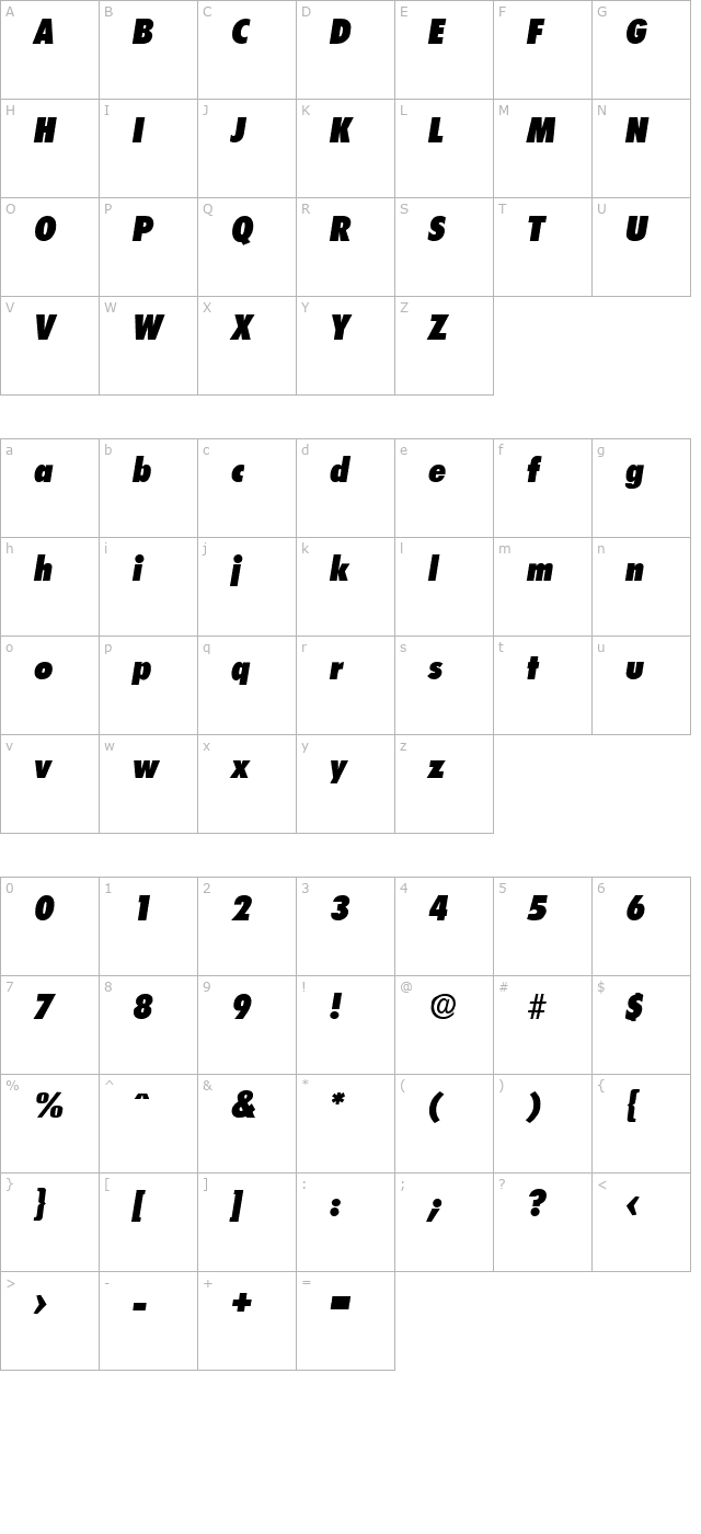 Limerick-HeavyCondIta character map