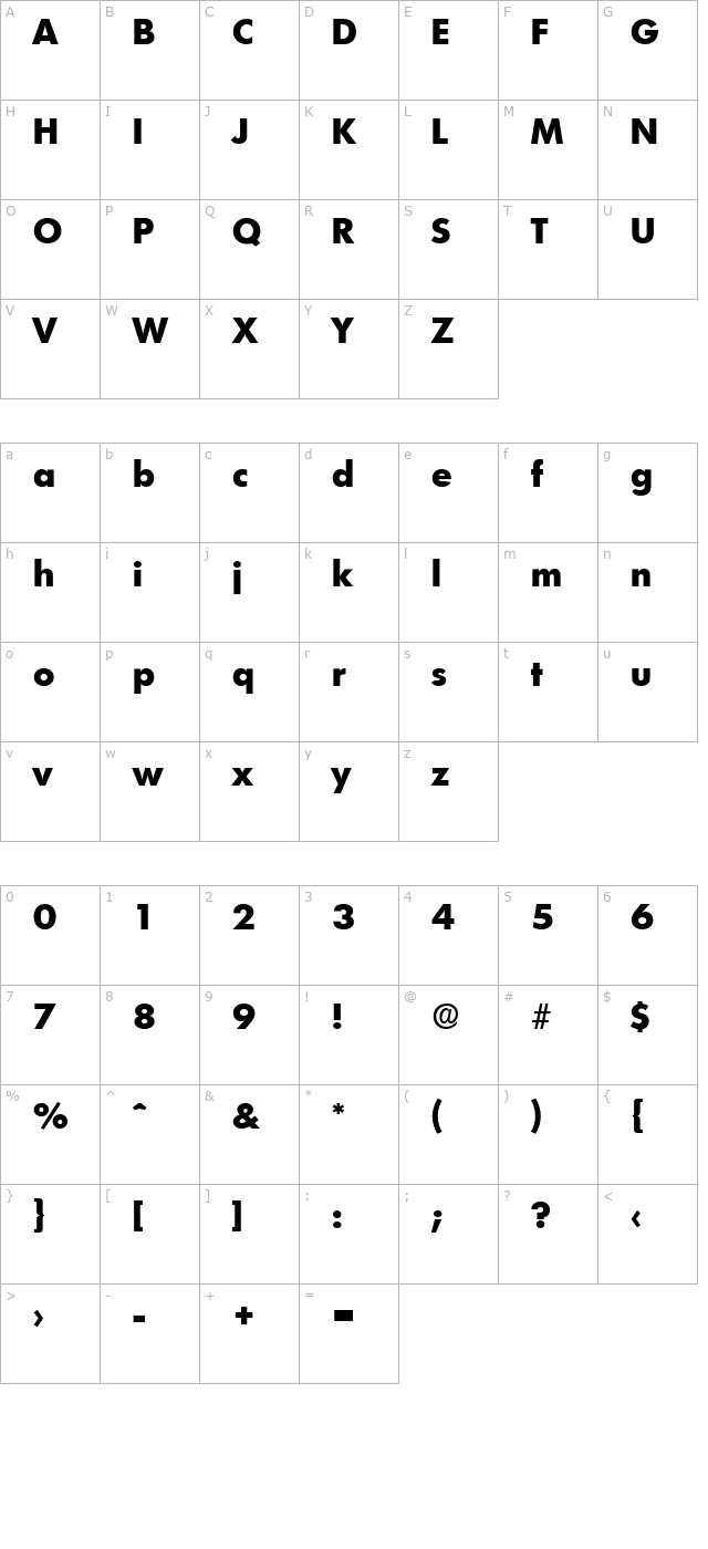 limerick-serial-extrabold-regular character map