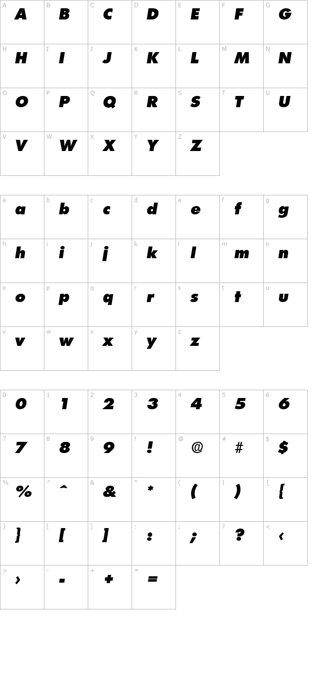 Limerick-Serial-Heavy-RegularItalic character map